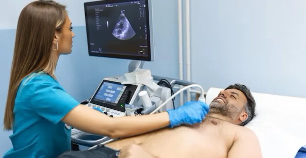 Ultrasound machine used for 2D echo diagnostics